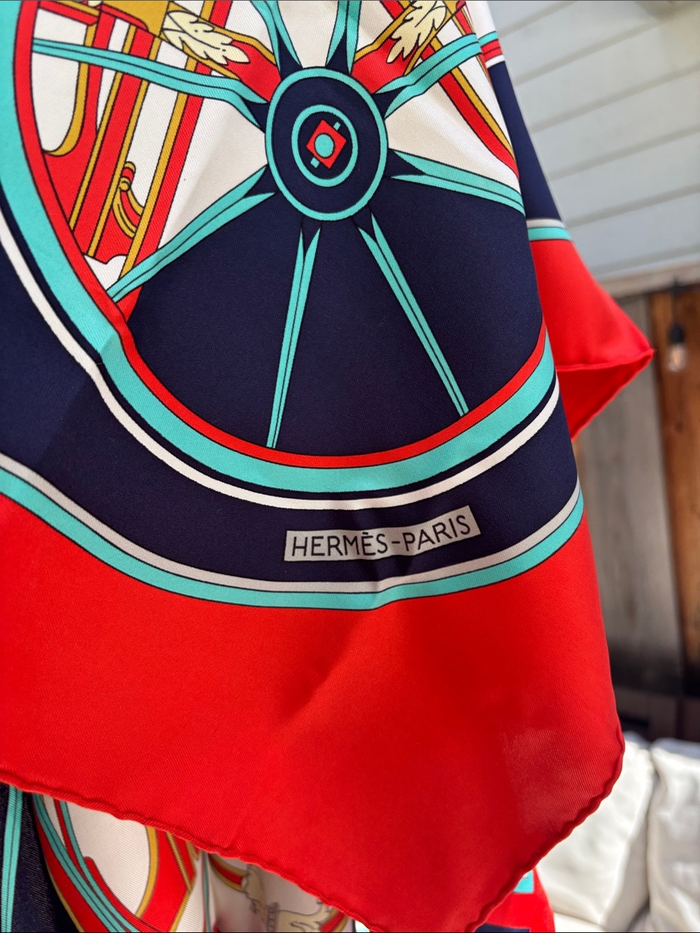 Authentic HERMES Carre 90 Scarf "WASHINGTON'S CARRIAGE" Silk Red